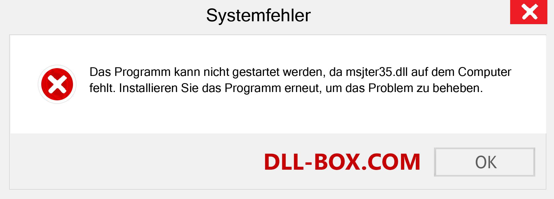 msjter35.dll-Datei fehlt?. Download für Windows 7, 8, 10 - Fix msjter35 dll Missing Error unter Windows, Fotos, Bildern