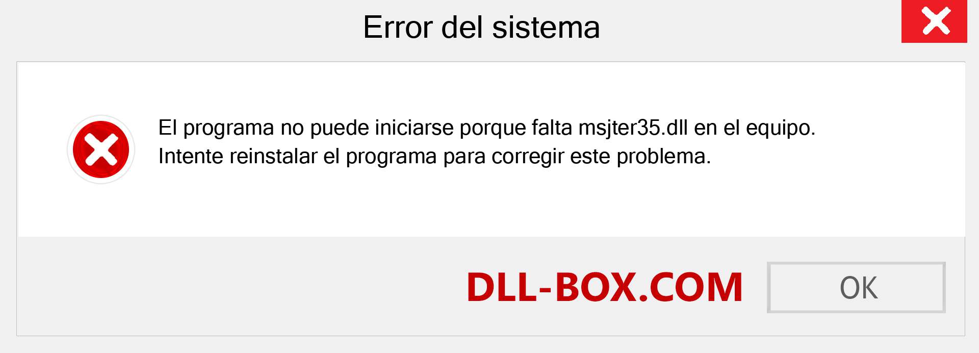 ¿Falta el archivo msjter35.dll ?. Descargar para Windows 7, 8, 10 - Corregir msjter35 dll Missing Error en Windows, fotos, imágenes